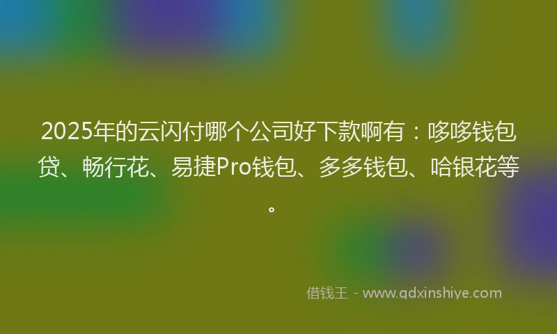 2025年的云闪付哪个公司好下款啊有：哆哆钱包贷、畅行花、易捷Pro钱包、多多钱包、哈银花等。