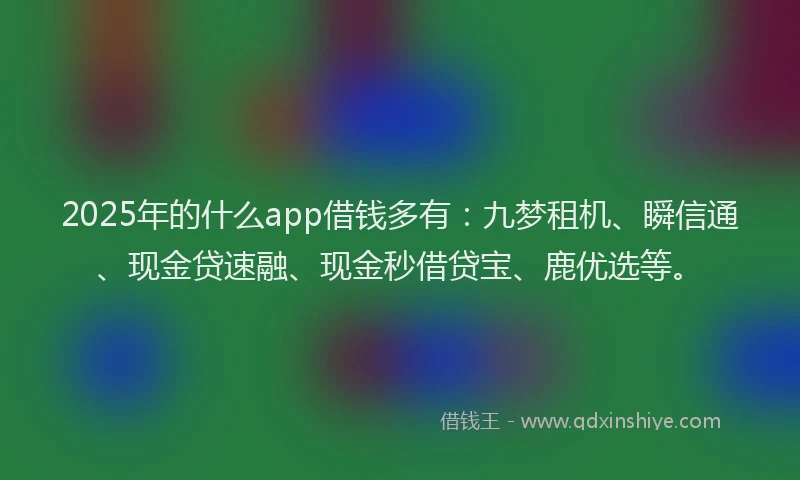 2025年的什么app借钱多有：九梦租机、瞬信通、现金贷速融、现金秒借贷宝、鹿优选等。