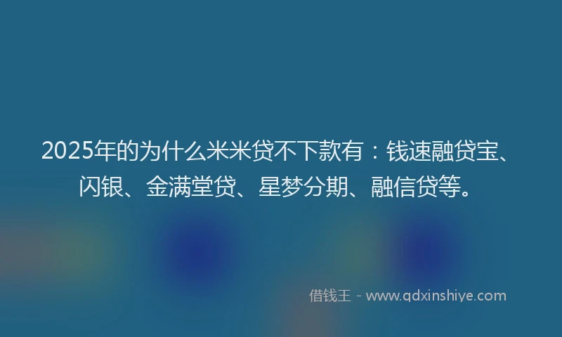 2025年的为什么米米贷不下款有：钱速融贷宝、闪银、金满堂贷、星梦分期、融信贷等。