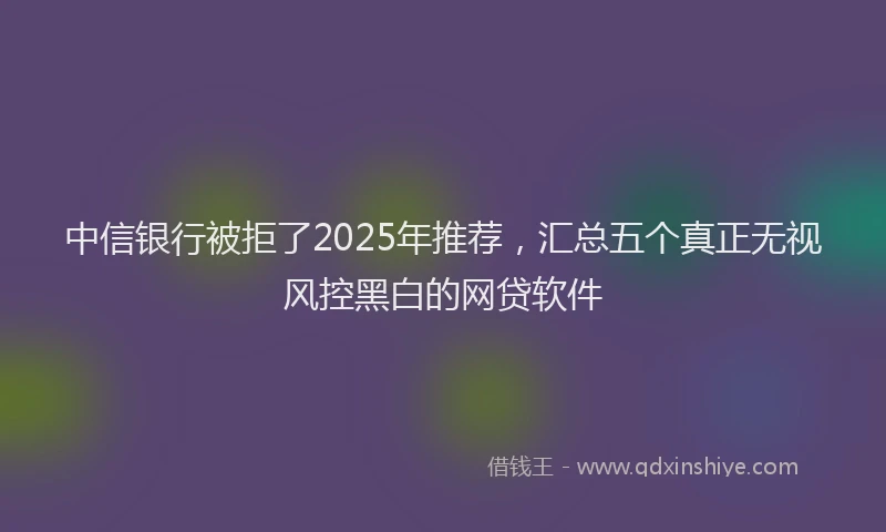 中信银行被拒了2025年推荐，汇总五个真正无视风控黑白的网贷软件