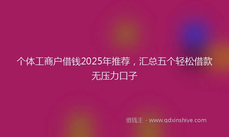 个体工商户借钱2025年推荐，汇总五个轻松借款无压力口子