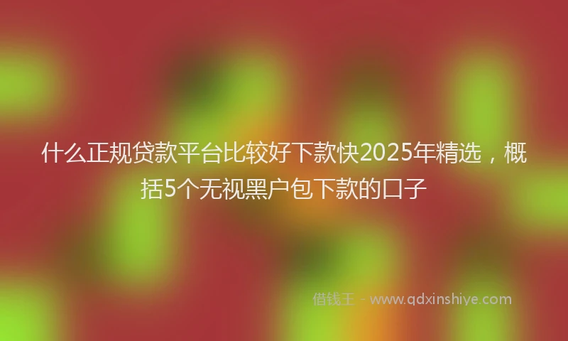 什么正规贷款平台比较好下款快2025年精选，概括5个无视黑户包下款的口子