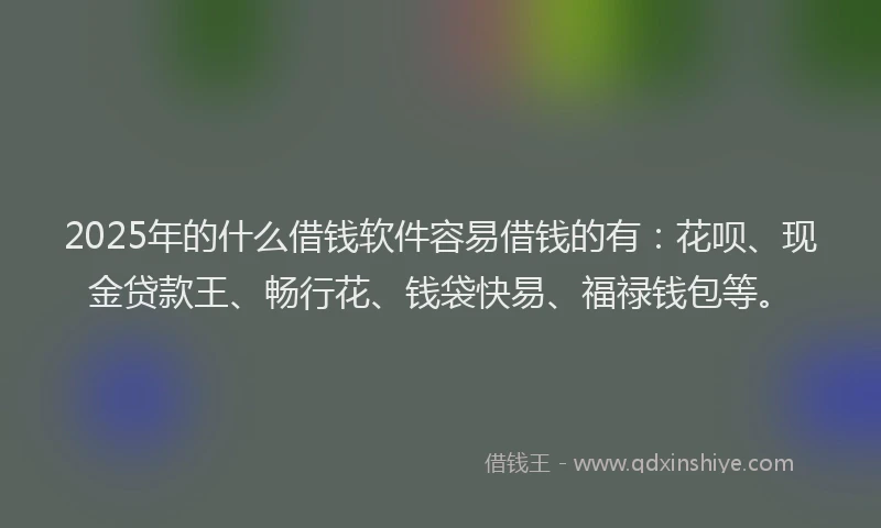 2025年的什么借钱软件容易借钱的有：花呗、现金贷款王、畅行花、钱袋快易、福禄钱包等。