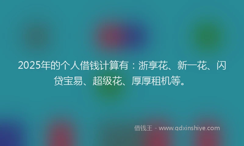 2025年的个人借钱计算有：浙享花、新一花、闪贷宝易、超级花、厚厚租机等。