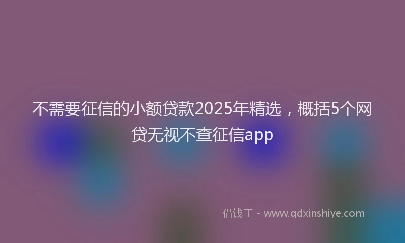 不需要征信的小额贷款2025年精选，概括5个网贷无视不查征信app