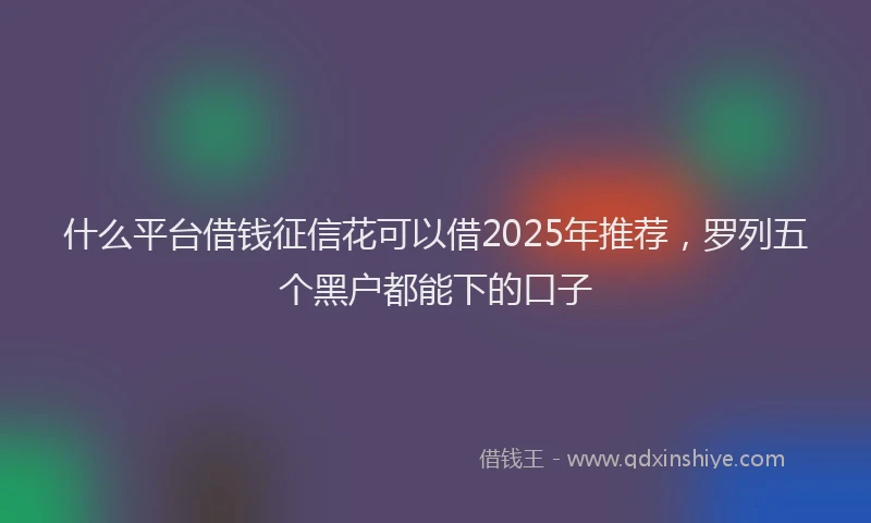 什么平台借钱征信花可以借2025年推荐，罗列五个黑户都能下的口子