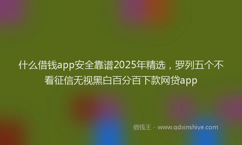 什么借钱app安全靠谱2025年精选，罗列五个不看征信无视黑白百分百下款网贷app