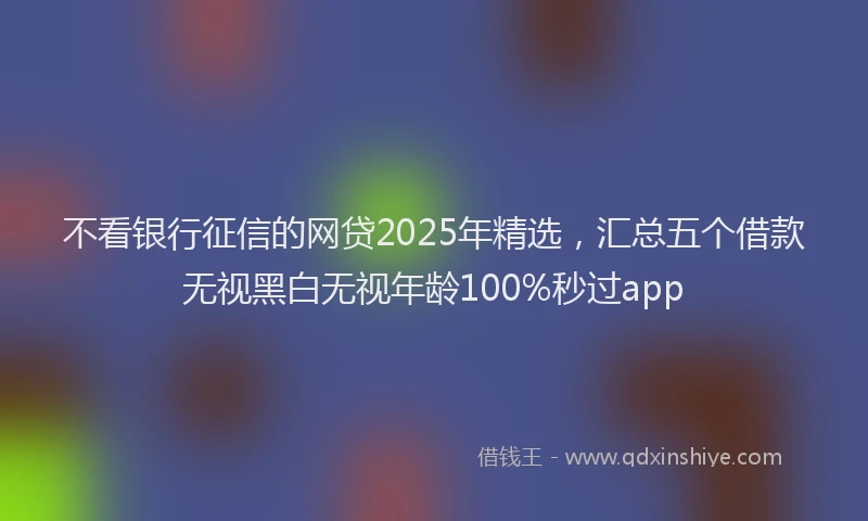 不看银行征信的网贷2025年精选，汇总五个借款无视黑白无视年龄100%秒过app