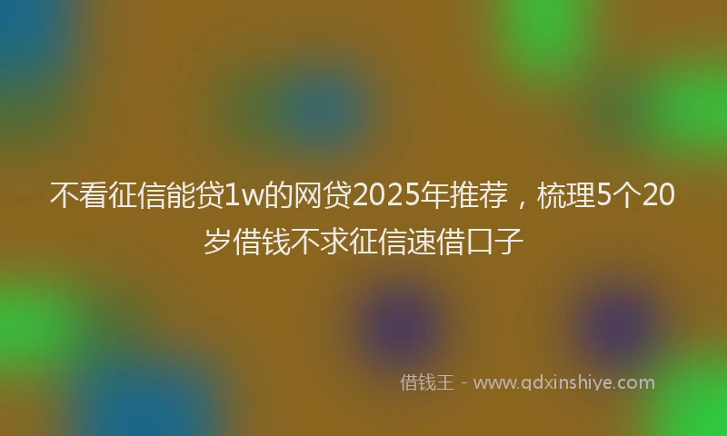 不看征信能贷1w的网贷2025年推荐，梳理5个20岁借钱不求征信速借口子
