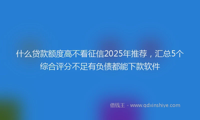 什么贷款额度高不看征信2025年推荐，汇总5个综合评分不足有负债都能下款软件