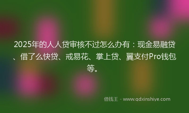 2025年的人人贷审核不过怎么办有：现金易融贷、借了么快贷、戒易花、掌上贷、翼支付Pro钱包等。