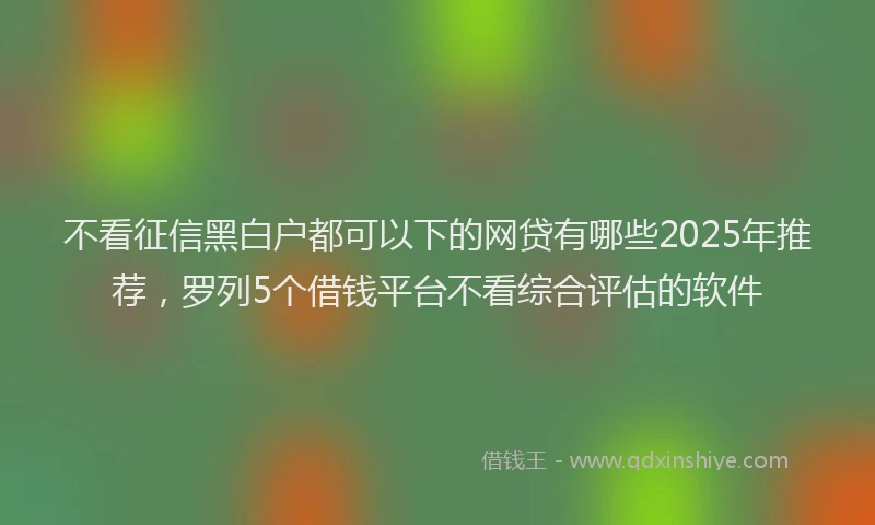 不看征信黑白户都可以下的网贷有哪些2025年推荐，罗列5个借钱平台不看综合评估的软件