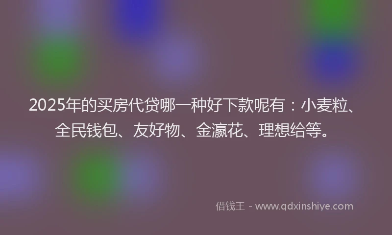 2025年的买房代贷哪一种好下款呢有：小麦粒、全民钱包、友好物、金瀛花、理想给等。