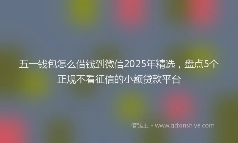五一钱包怎么借钱到微信2025年精选，盘点5个正规不看征信的小额贷款平台
