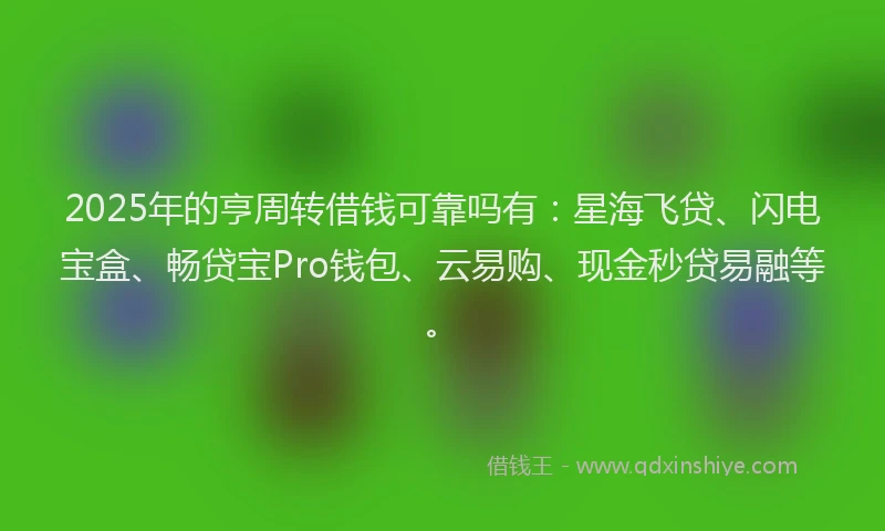 2025年的亨周转借钱可靠吗有：星海飞贷、闪电宝盒、畅贷宝Pro钱包、云易购、现金秒贷易融等。