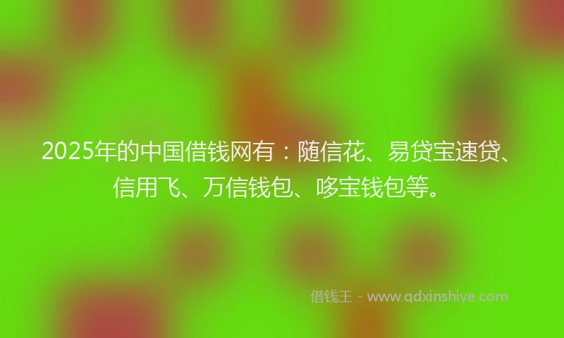 2025年的中国借钱网有：随信花、易贷宝速贷、信用飞、万信钱包、哆宝钱包等。