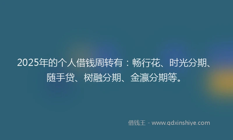2025年的个人借钱周转有：畅行花、时光分期、随手贷、树融分期、金瀛分期等。