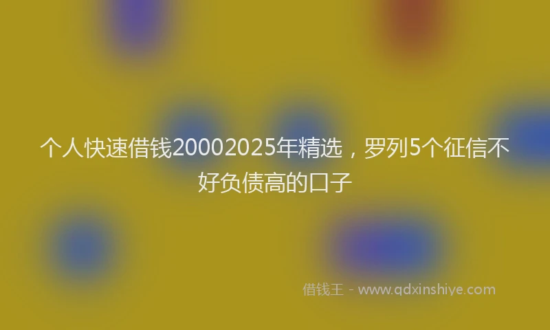 个人快速借钱20002025年精选，罗列5个征信不好负债高的口子