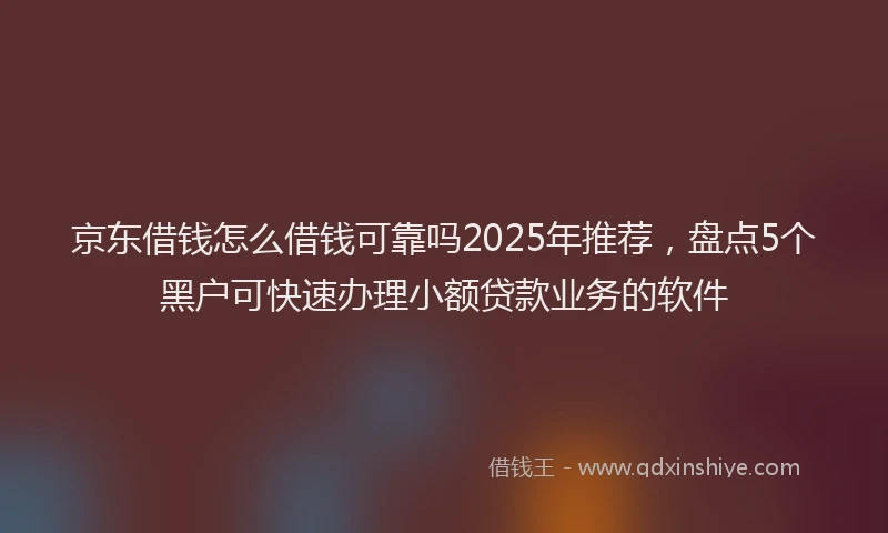 京东借钱怎么借钱可靠吗2025年推荐，盘点5个黑户可快速办理小额贷款业务的软件