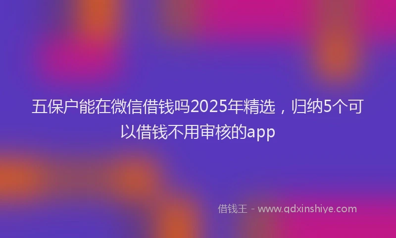 五保户能在微信借钱吗2025年精选，归纳5个可以借钱不用审核的app