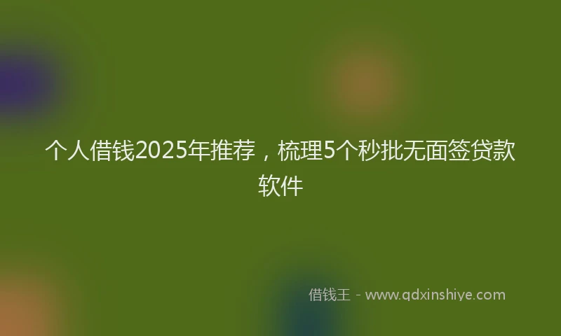 个人借钱2025年推荐，梳理5个秒批无面签贷款软件