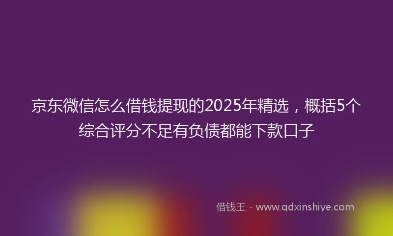 京东微信怎么借钱提现的2025年精选，概括5个综合评分不足有负债都能下款口子