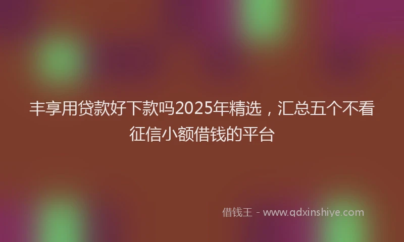 丰享用贷款好下款吗2025年精选，汇总五个不看征信小额借钱的平台