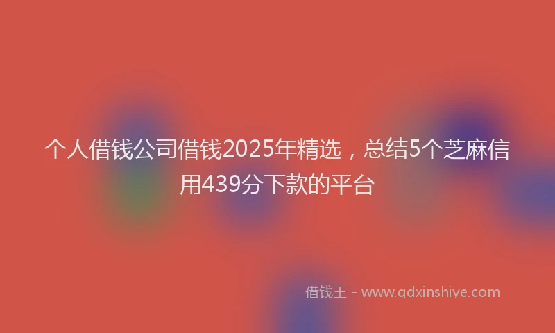 个人借钱公司借钱2025年精选，总结5个芝麻信用439分下款的平台