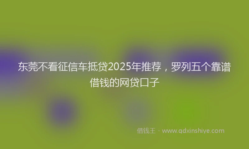 东莞不看征信车抵贷2025年推荐，罗列五个靠谱借钱的网贷口子