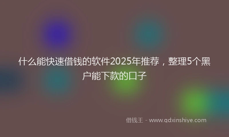 什么能快速借钱的软件2025年推荐，整理5个黑户能下款的口子