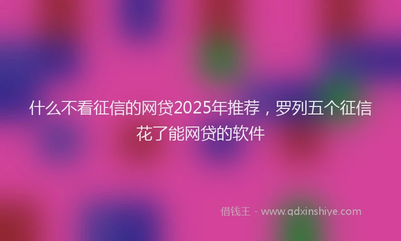 什么不看征信的网贷2025年推荐，罗列五个征信花了能网贷的软件