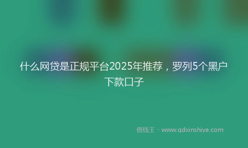 什么网贷是正规平台2025年推荐，罗列5个黑户下款口子