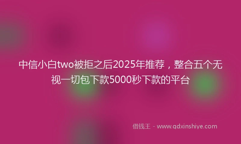中信小白two被拒之后2025年推荐，整合五个无视一切包下款5000秒下款的平台