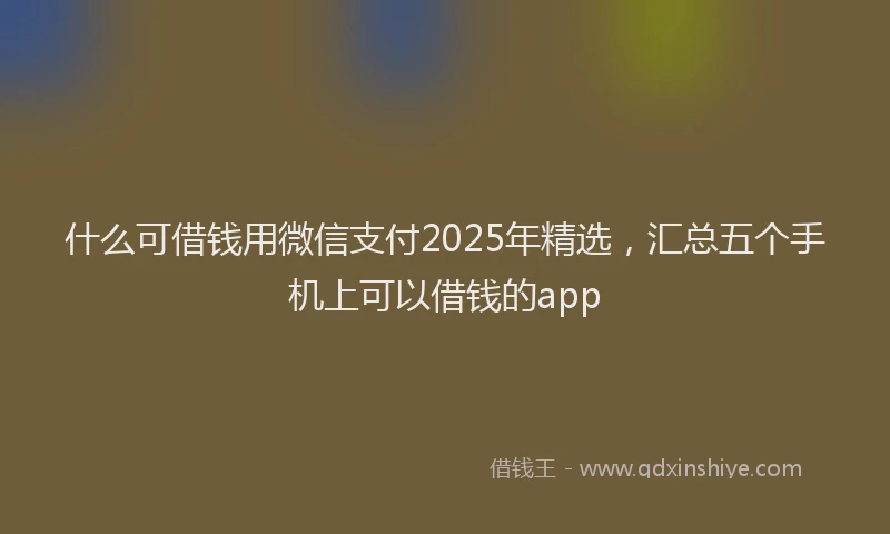 什么可借钱用微信支付2025年精选，汇总五个手机上可以借钱的app