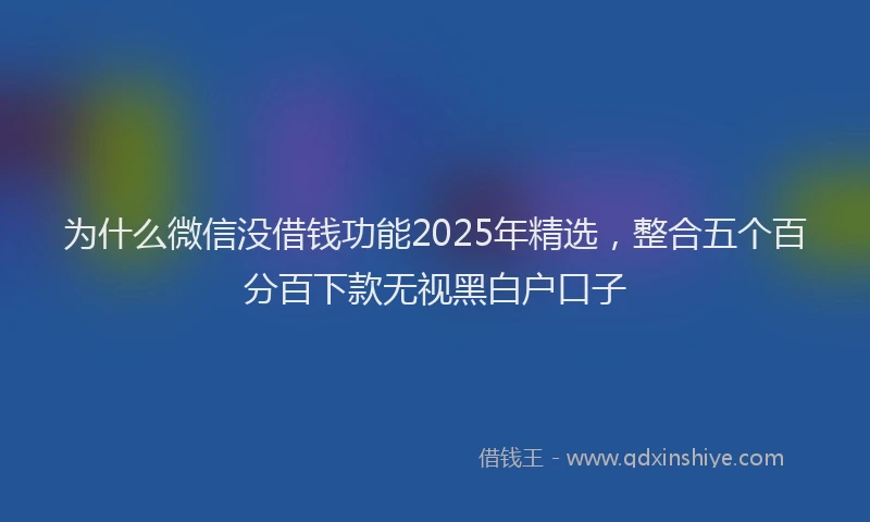 为什么微信没借钱功能2025年精选，整合五个百分百下款无视黑白户口子