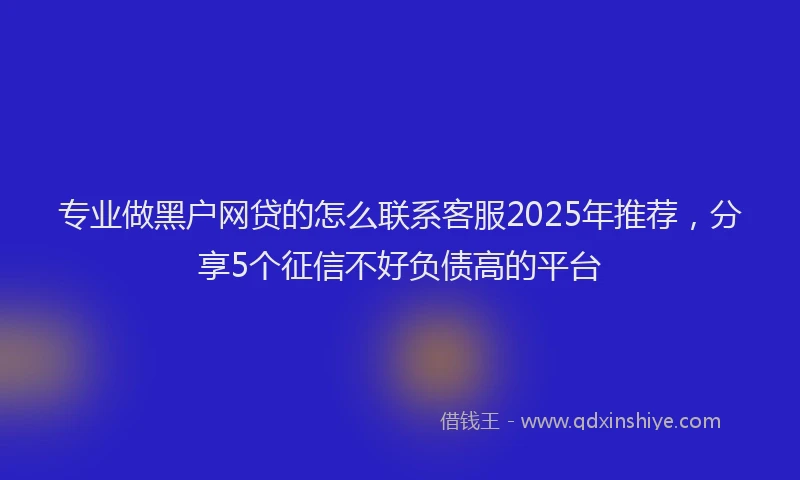 专业做黑户网贷的怎么联系客服2025年推荐，分享5个征信不好负债高的平台
