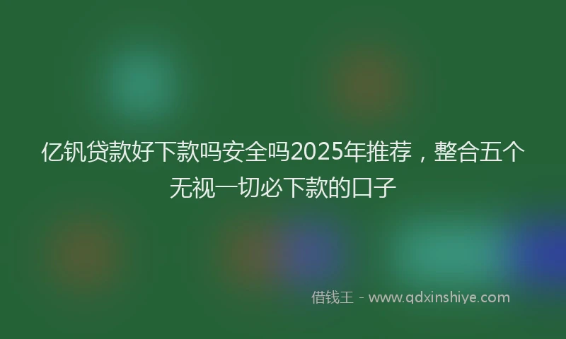 亿钒贷款好下款吗安全吗2025年推荐，整合五个无视一切必下款的口子