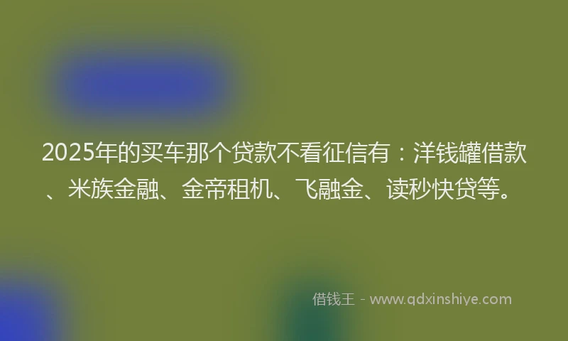 2025年的买车那个贷款不看征信有：洋钱罐借款、米族金融、金帝租机、飞融金、读秒快贷等。