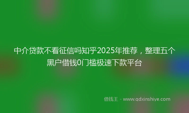 中介贷款不看征信吗知乎2025年推荐，整理五个黑户借钱0门槛极速下款平台