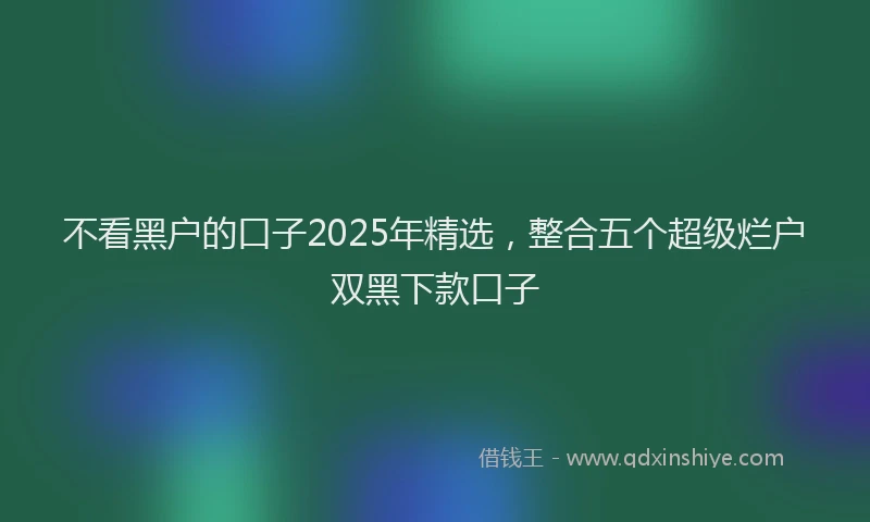 不看黑户的口子2025年精选，整合五个超级烂户双黑下款口子