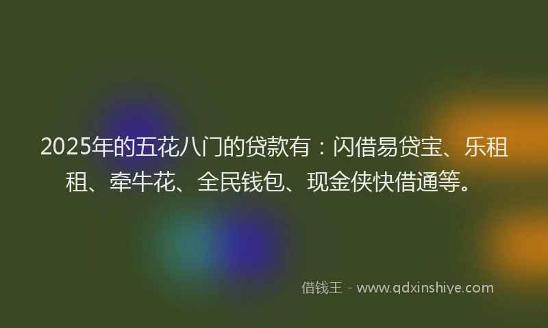 2025年的五花八门的贷款有：闪借易贷宝、乐租租、牵牛花、全民钱包、现金侠快借通等。