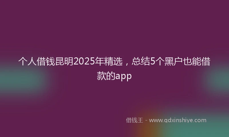 个人借钱昆明2025年精选，总结5个黑户也能借款的app