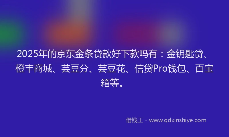 2025年的京东金条贷款好下款吗有：金钥匙贷、橙丰商城、芸豆分、芸豆花、信贷Pro钱包、百宝箱等。