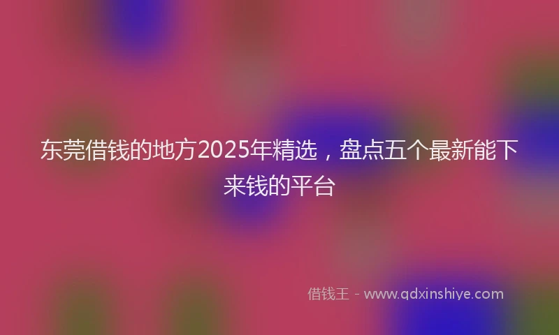 东莞借钱的地方2025年精选，盘点五个最新能下来钱的平台