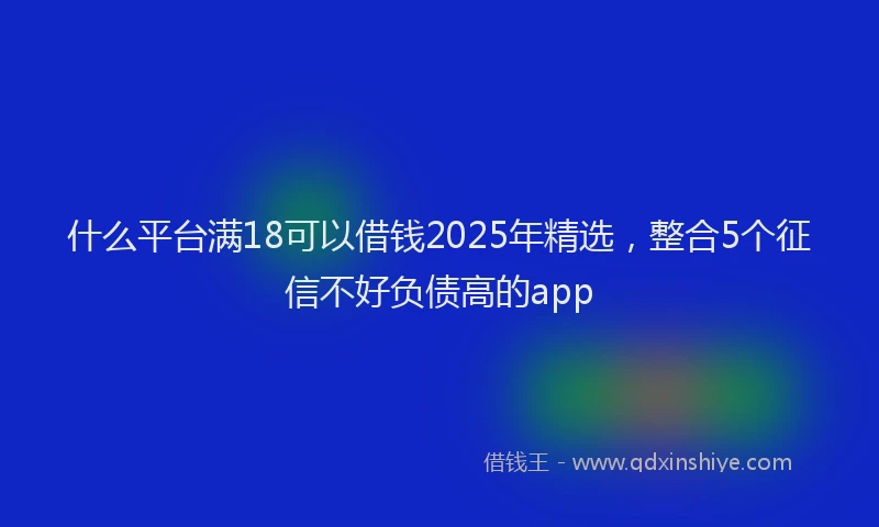 什么平台满18可以借钱2025年精选，整合5个征信不好负债高的app