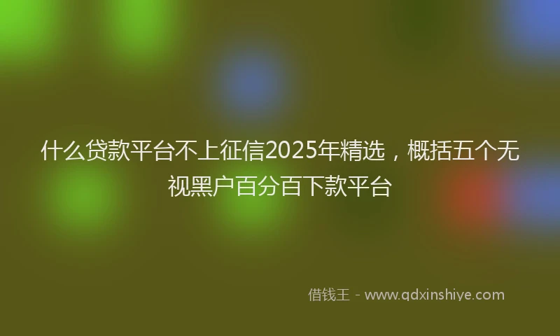 什么贷款平台不上征信2025年精选，概括五个无视黑户百分百下款平台