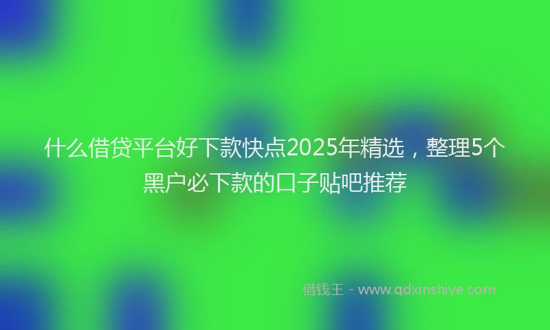 什么借贷平台好下款快点2025年精选，整理5个黑户必下款的口子贴吧推荐