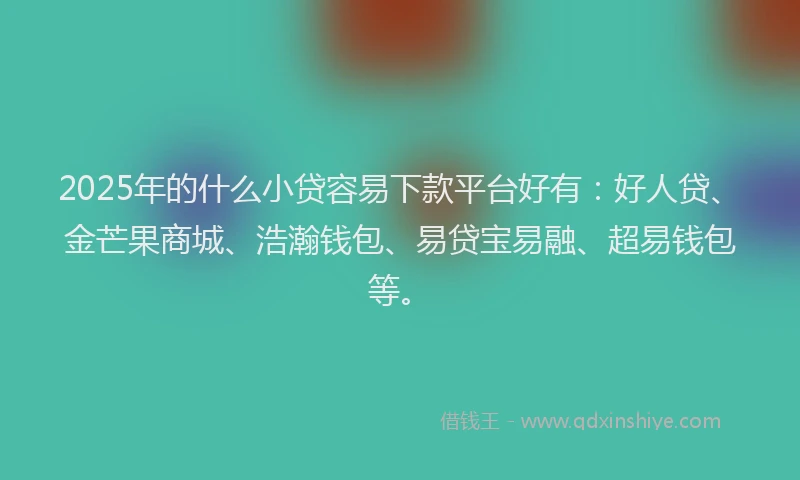 2025年的什么小贷容易下款平台好有：好人贷、金芒果商城、浩瀚钱包、易贷宝易融、超易钱包等。