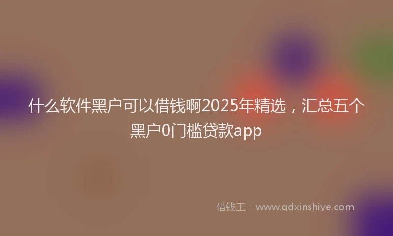 什么软件黑户可以借钱啊2025年精选，汇总五个黑户0门槛贷款app