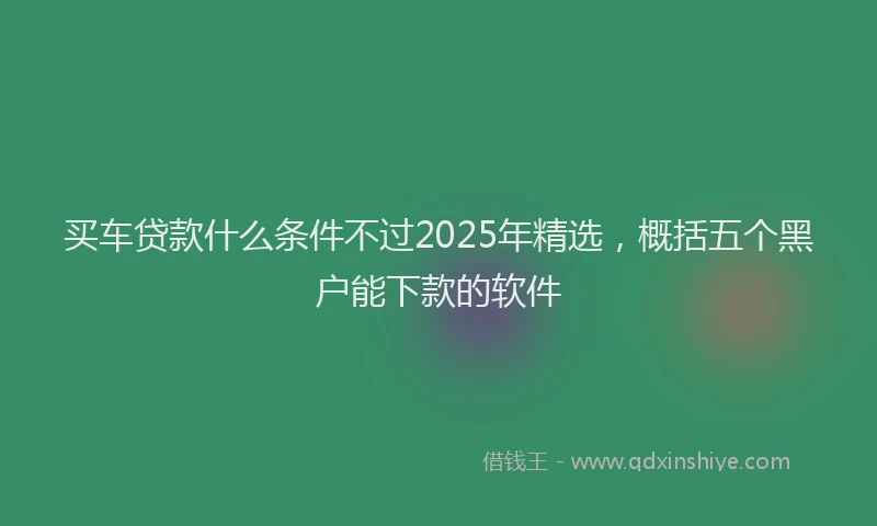 买车贷款什么条件不过2025年精选，概括五个黑户能下款的软件